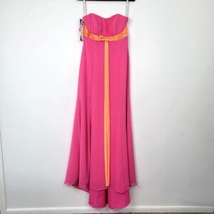 Alfred Angelo Bridesmaid Dress Pink & Orange Strapless Gown Deadstock